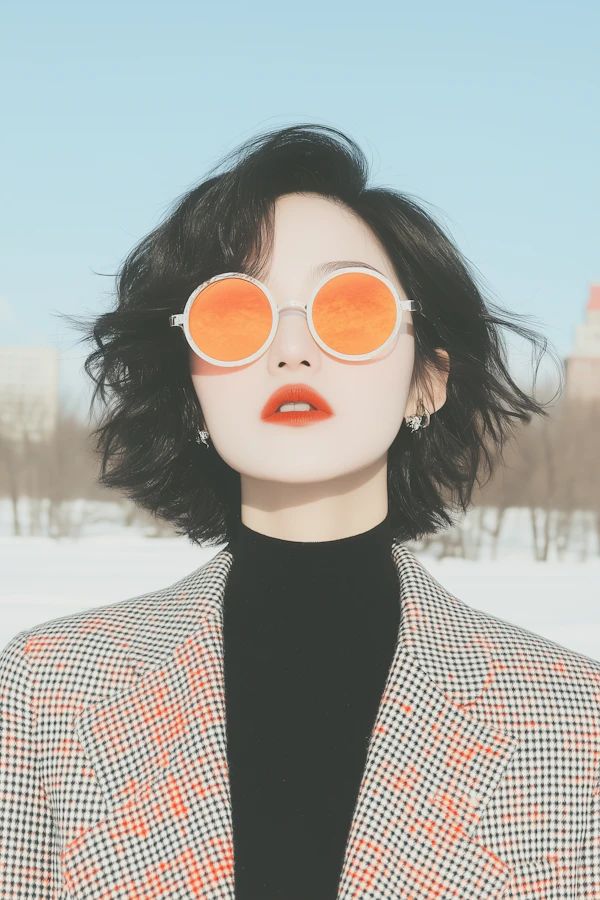 Bold Fashion in Snowy Landscape