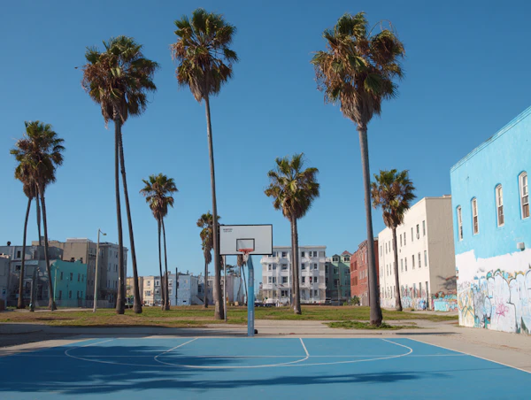 Sunny Urban Basketball Court
