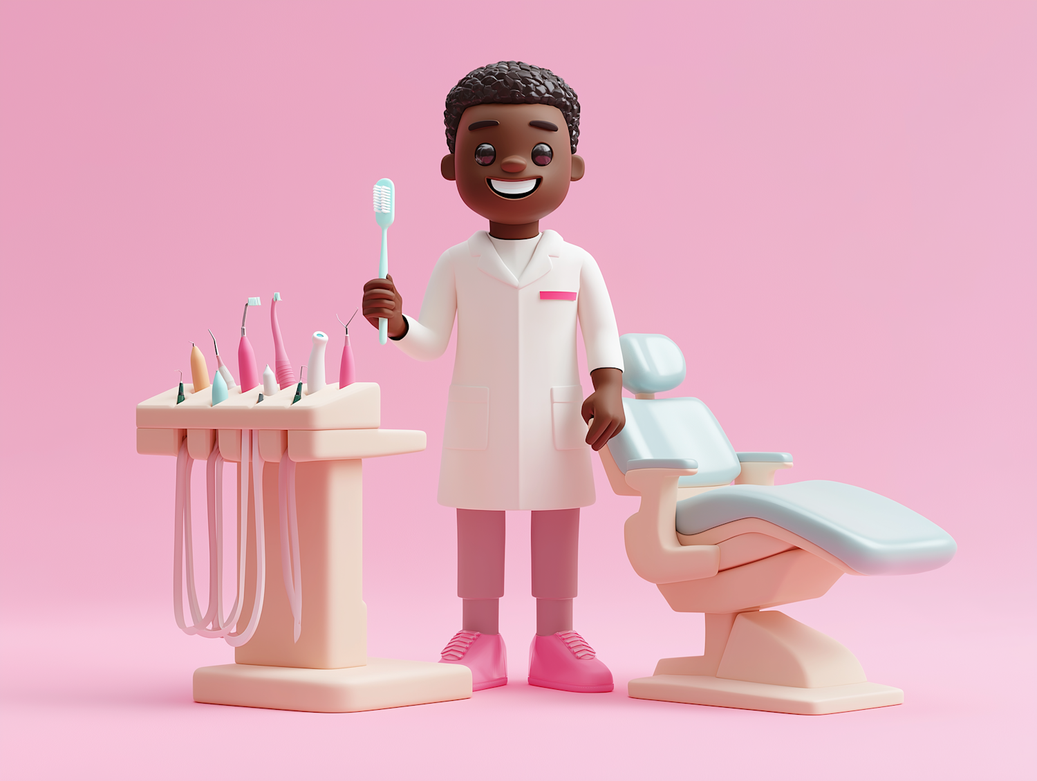 Cheerful 3D Rendered Dentist Character