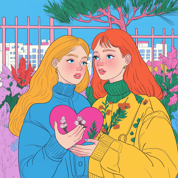 Two Women in Vibrant Clothing