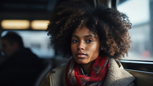 Serene Woman in Vehicle