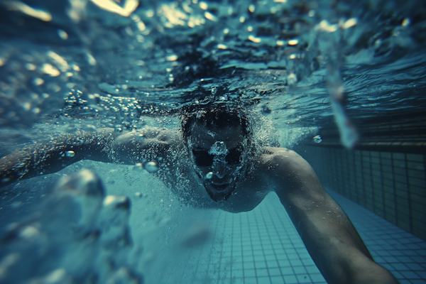 Swimmer in Dynamic Underwater Scene