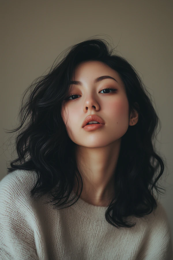 Portrait of a Woman with Striking Features