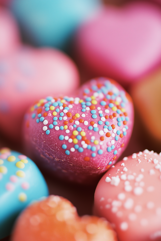 Heart-Shaped Candies Close-Up