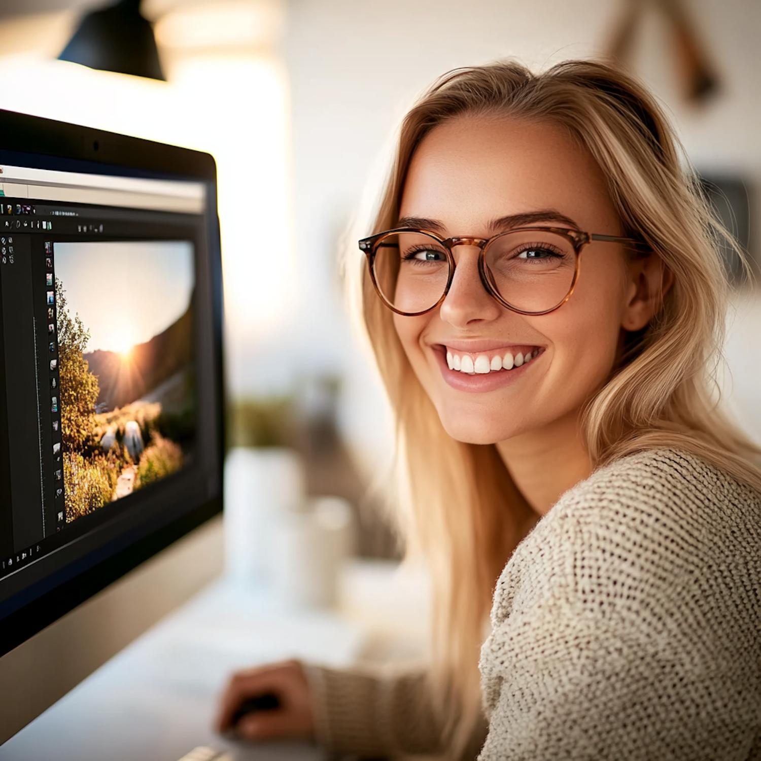 Young Woman Working at Desk