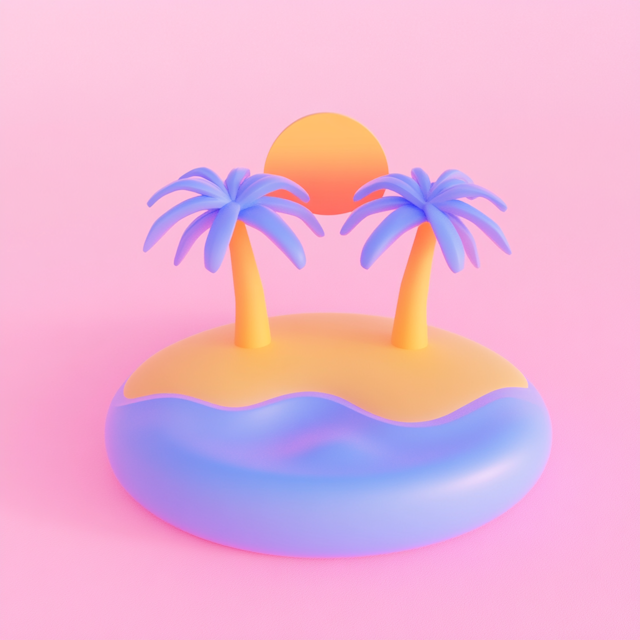 Stylized Tropical Island Sunset