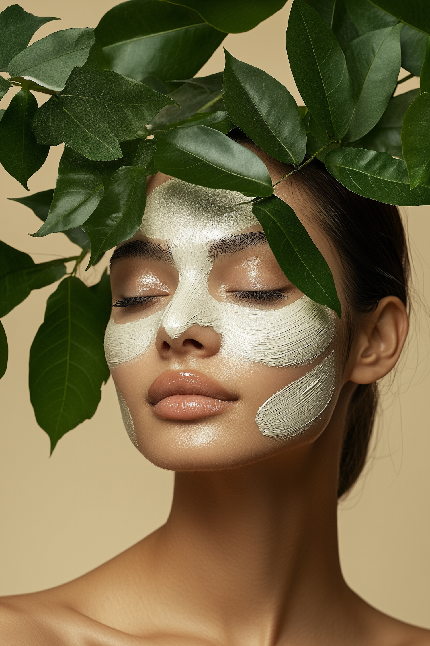 Serene Portrait with Clay Mask