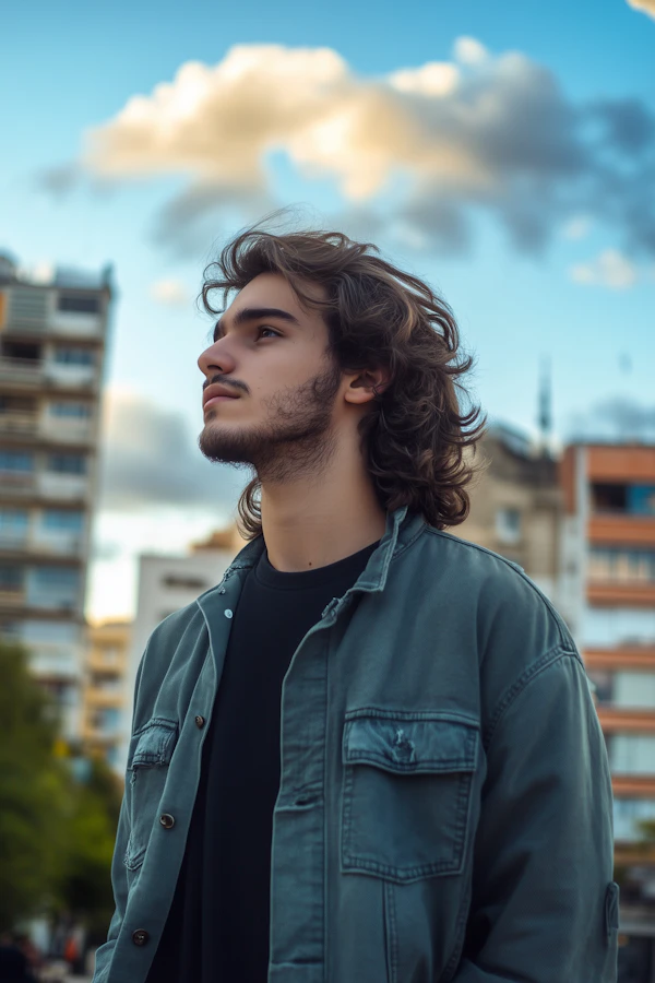 Contemplative Young Man Outdoors