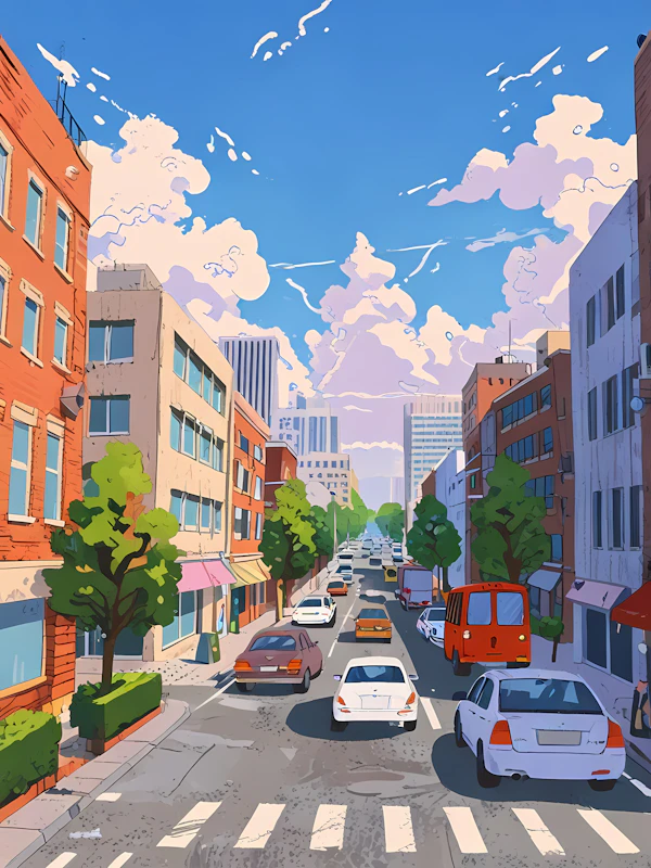 Vibrant Urban Street Scene