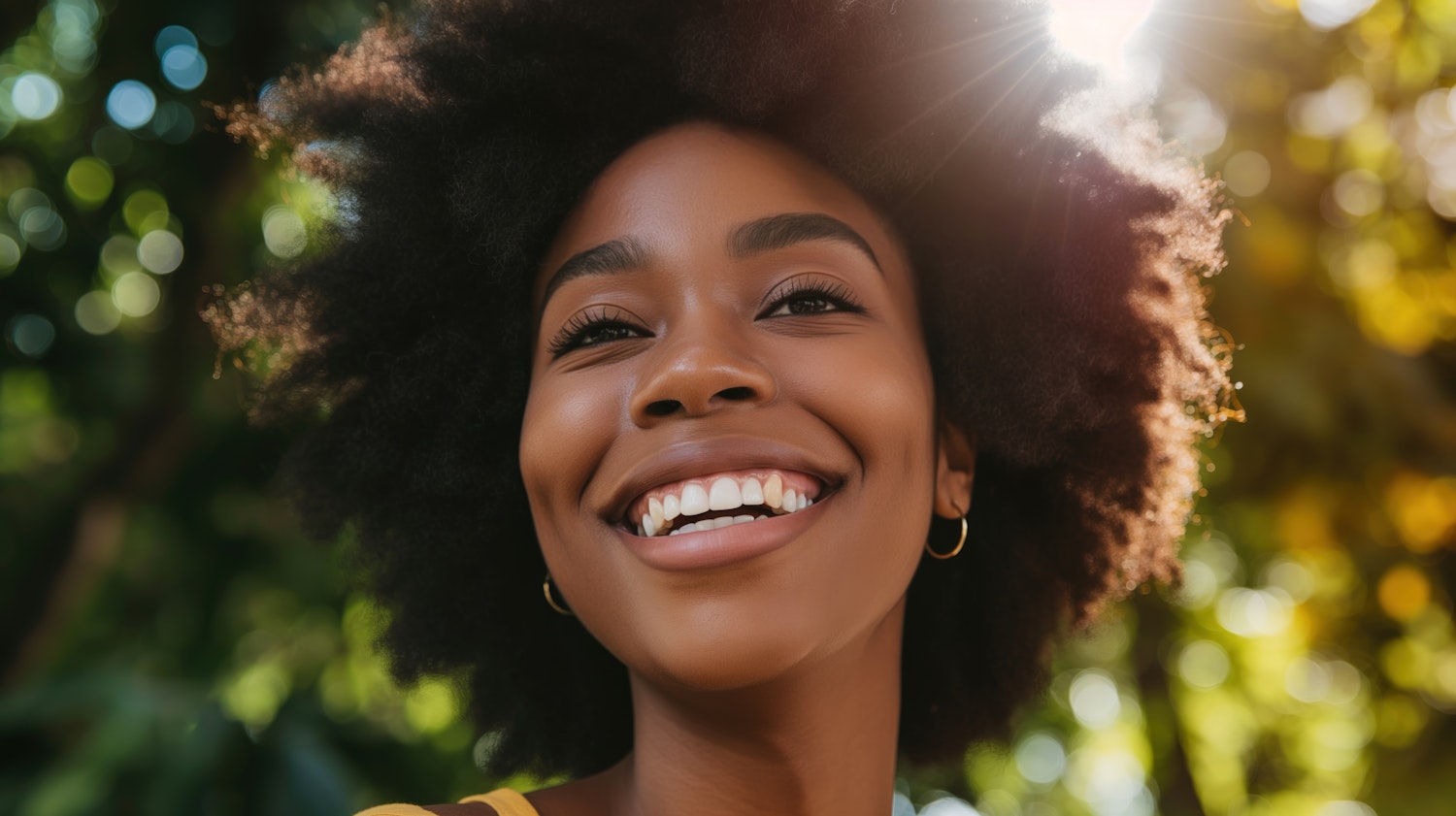 Radiant Smile in Sunlit Garden