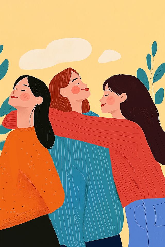 Embracing Sisterhood Illustration