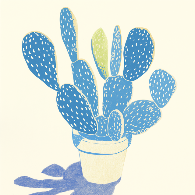 Stylized Blue Cactus Illustration