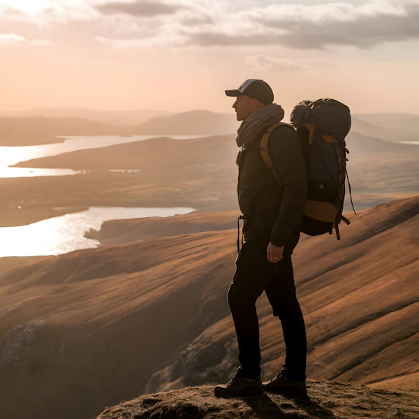 Man on Mountain Peak