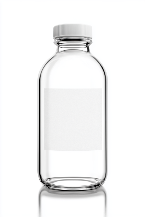 Clear Glass Bottle on White Background