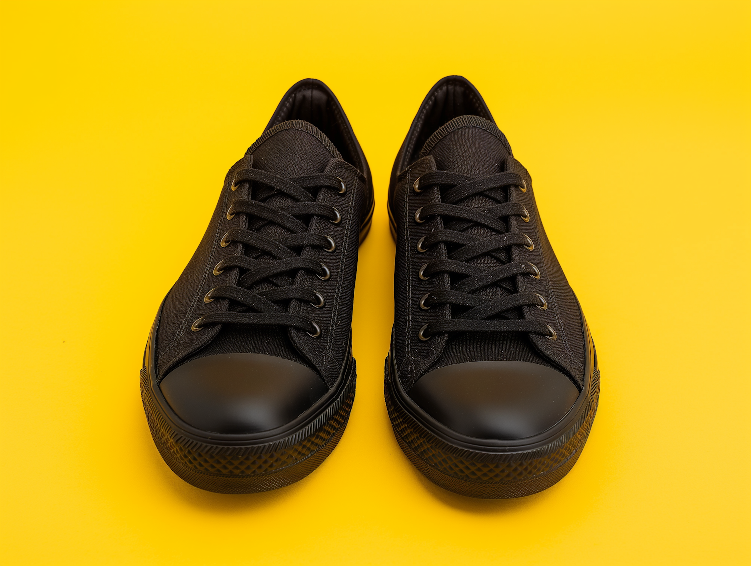 Black Sneakers on Yellow Background