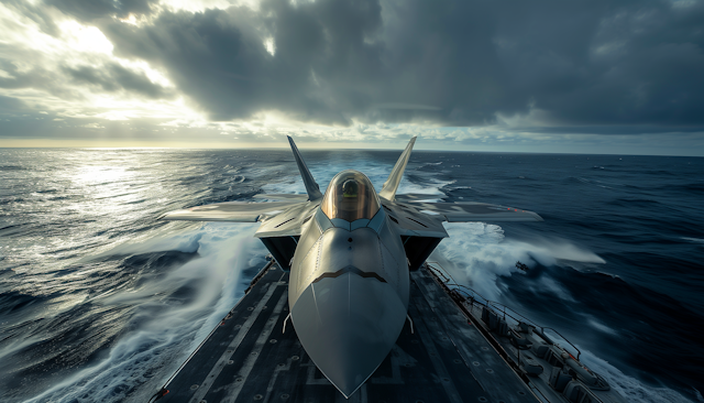 Military Fighter Jet on Aircraft Carrier