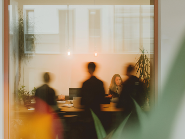 Office Scene Through Glass