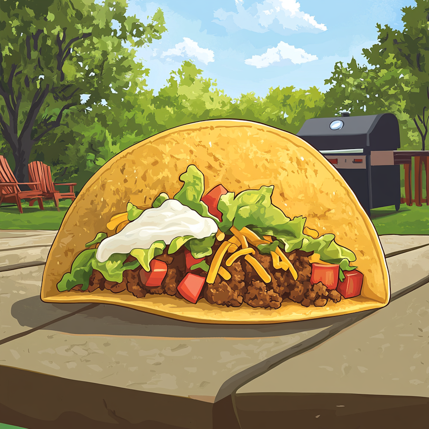 Cartoonish Taco Outdoors