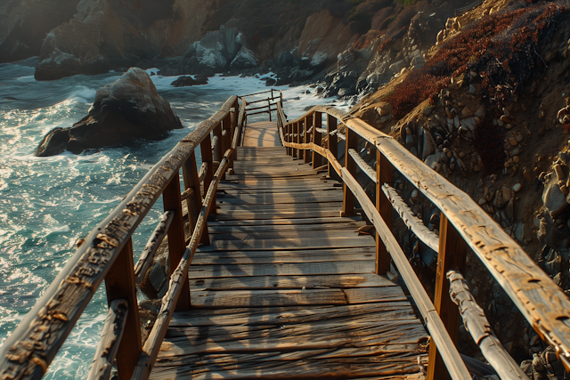 Serene Coastal Boardwalk at Sunset