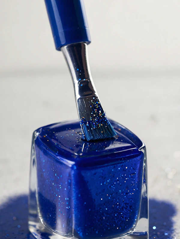 Glittery Blue Nail Polish