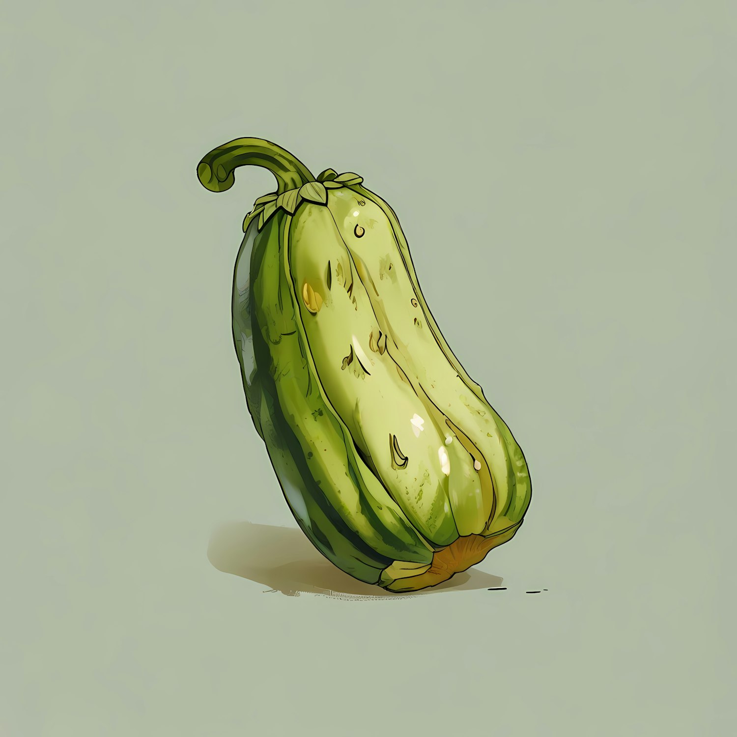 Stylized Green Bell Pepper Illustration