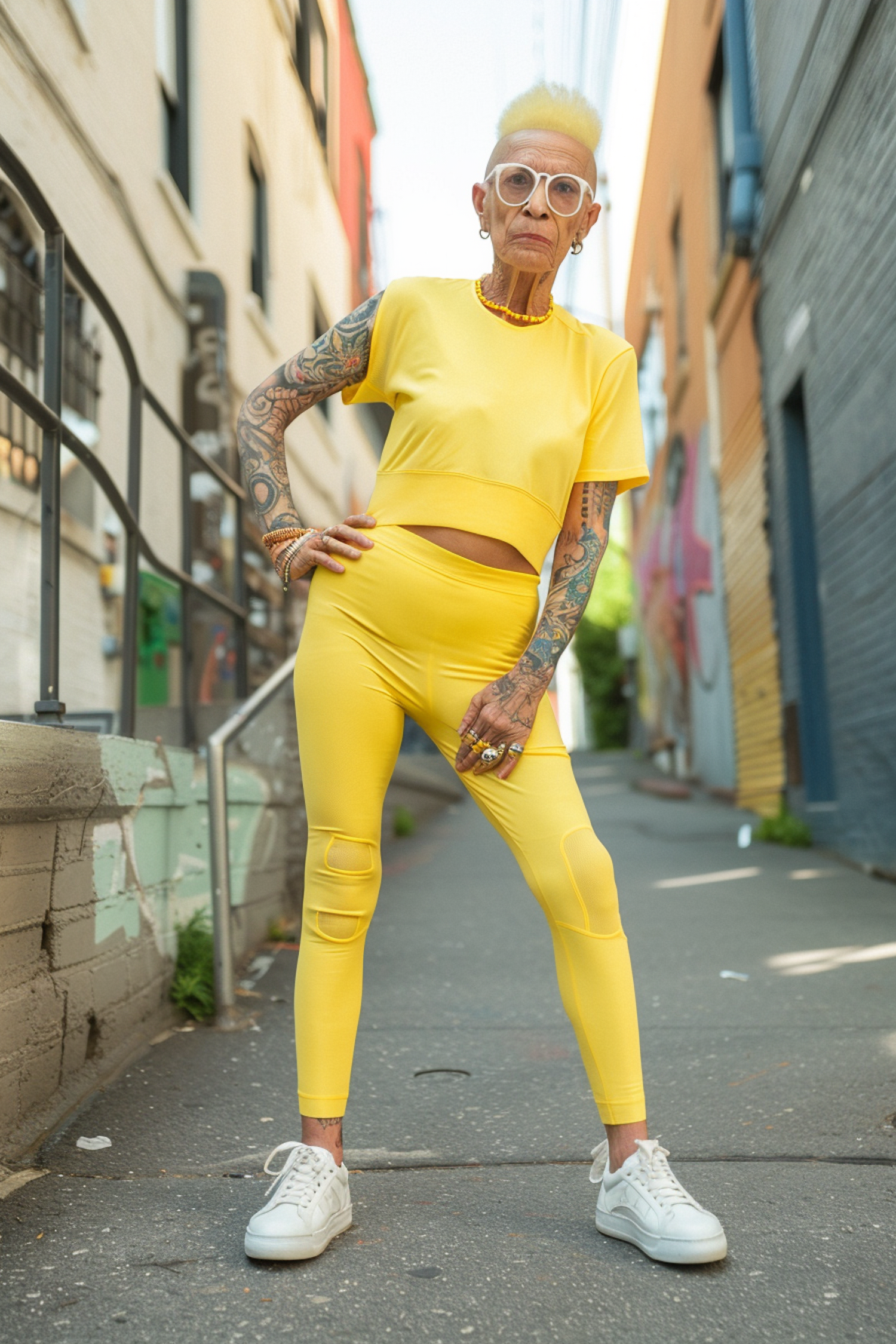 Elderly Woman in Vibrant Attire