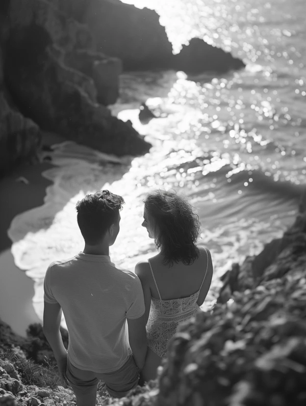 Contemplative Couple by the Coast