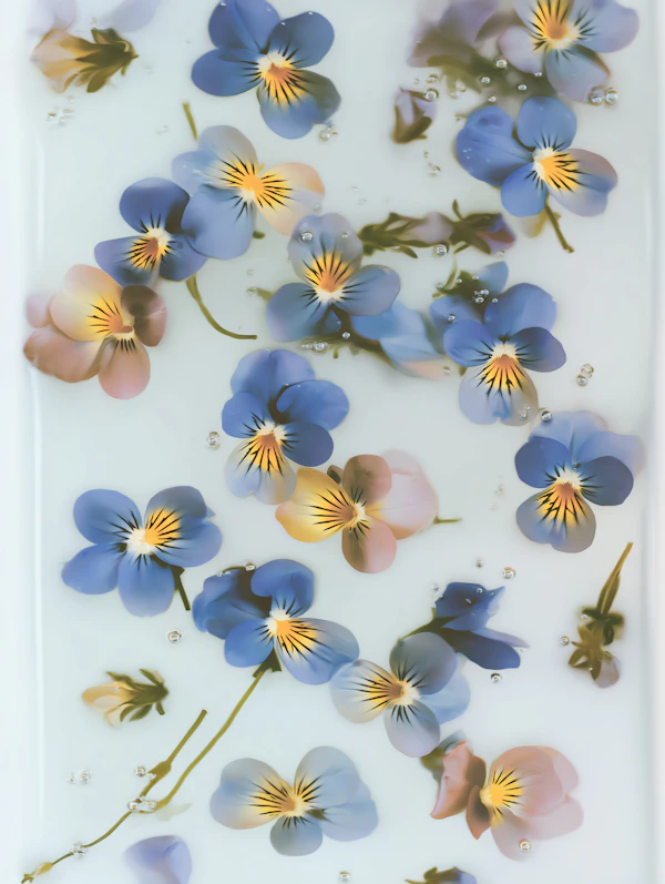 Floating Pansy Flowers