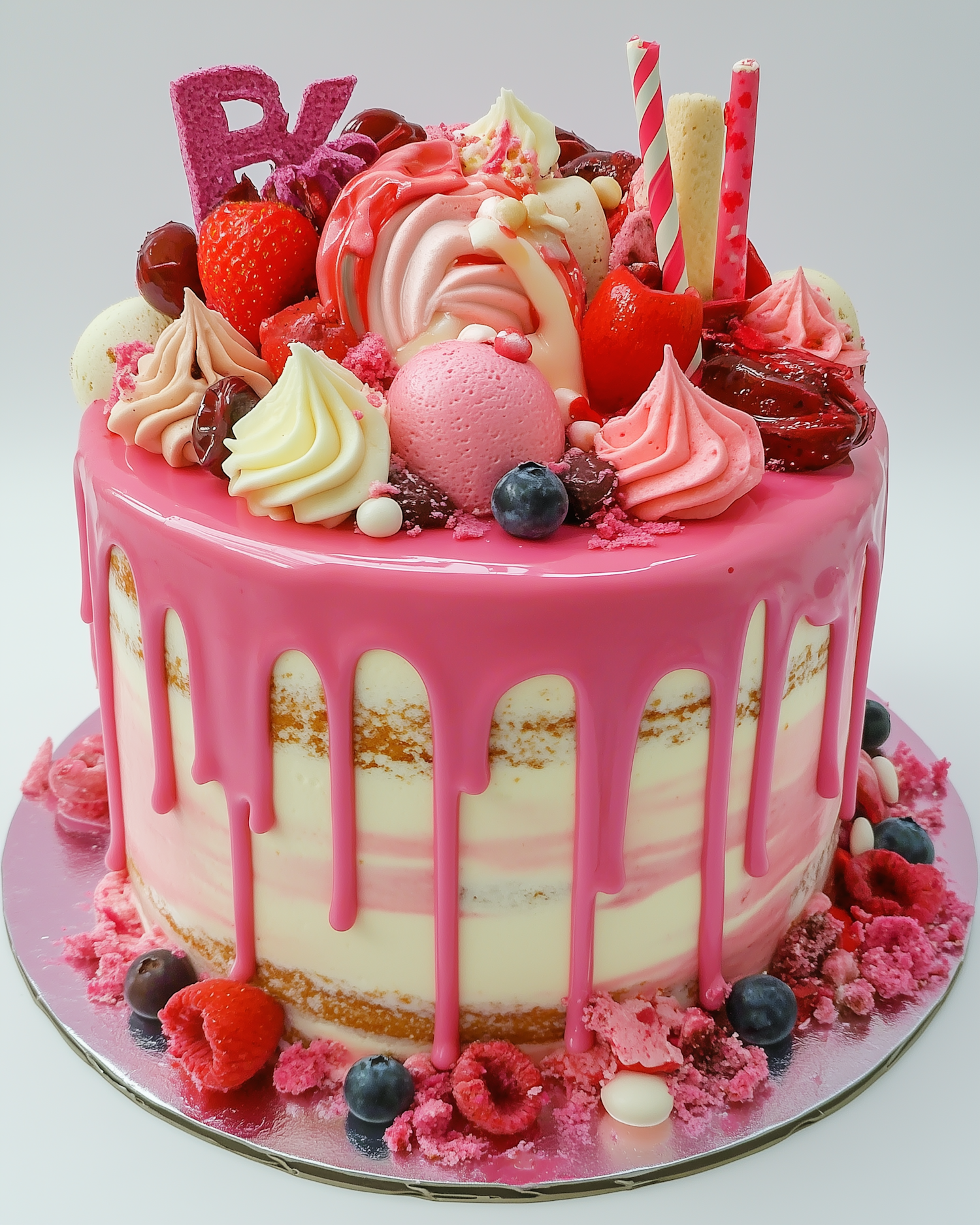 Vibrant Pink Drip Cake