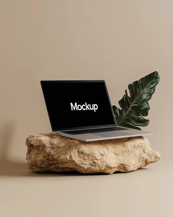 Laptop On Beige Rock