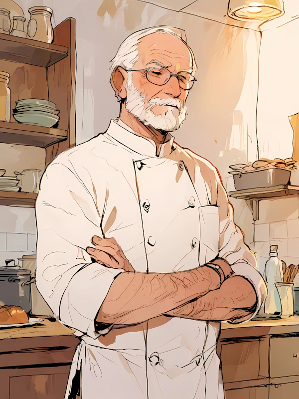 Elderly Chef in Kitchen