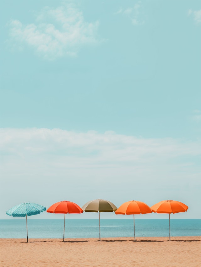 Symmetrical Beach Umbrellas