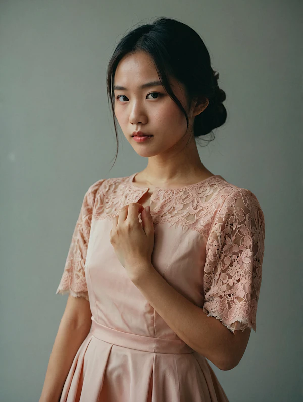 Portrait of a Young Woman in Pink Dress