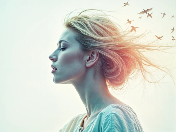 Serene Woman with Birds