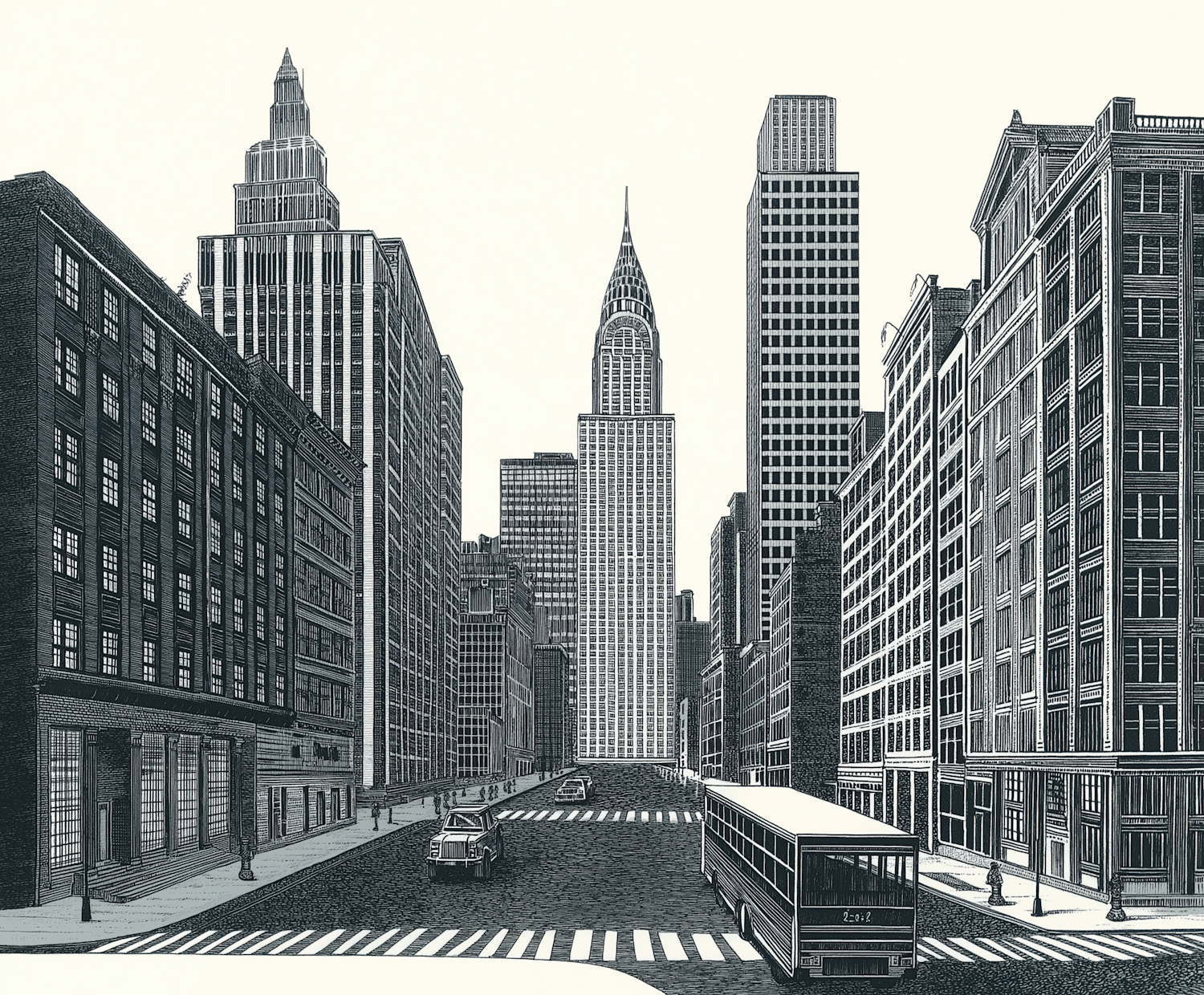 Vintage New York Cityscape Illustration