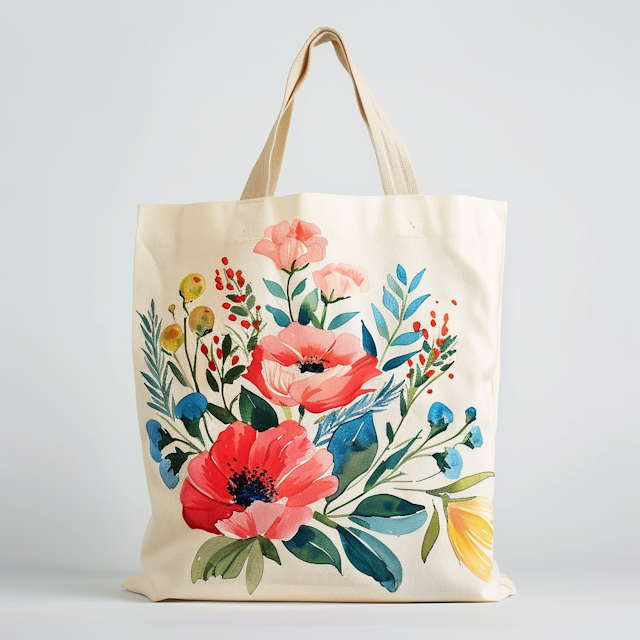 Floral Canvas Tote Bag