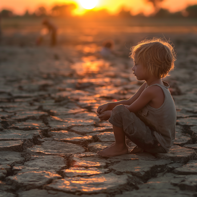 Pensive Child at Sunset