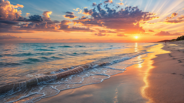 Solitary Walk at Sunset Beach