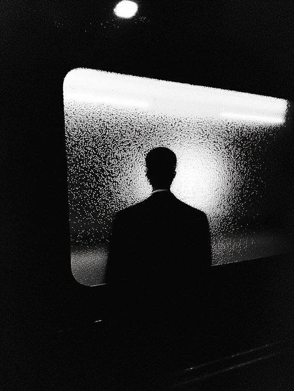 Silhouette in Front of Illuminated Window