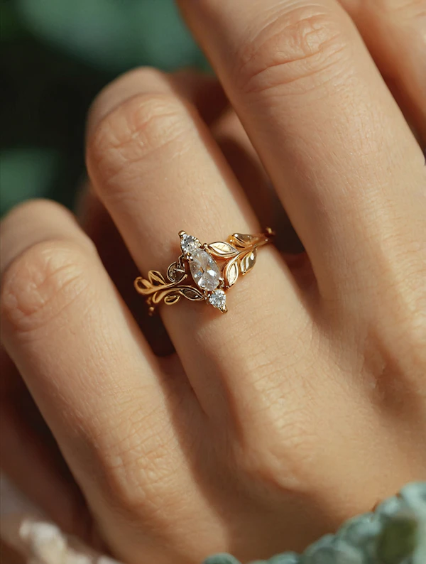 Ornate Gold Ring Close-Up