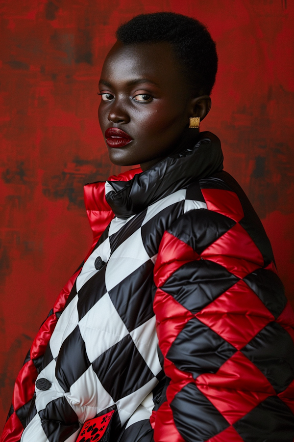 Striking African Woman in Stylish Puffer Jacket