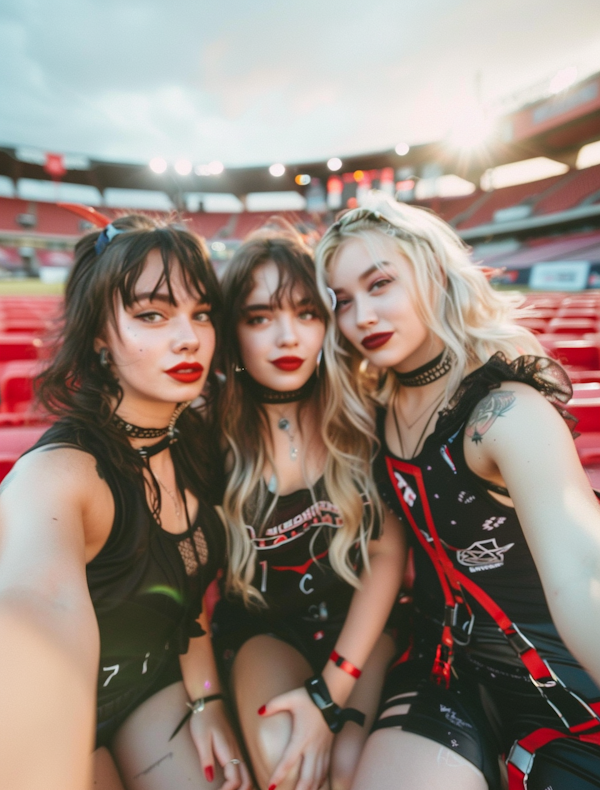 Vibrant Trio at Stadium Event