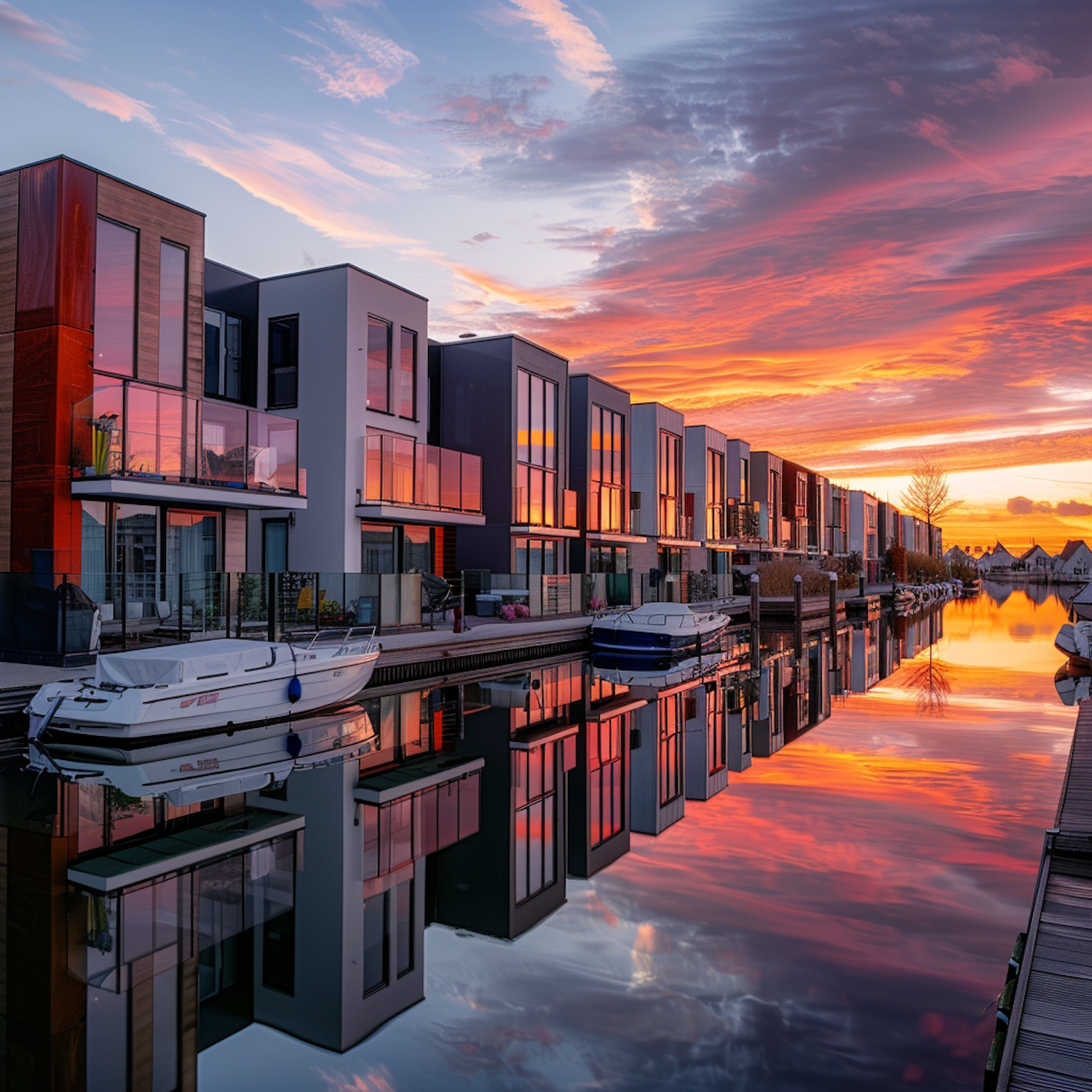 Modern Waterfront Residences at Twilight