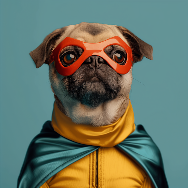 Stylish Pug in Human Attire