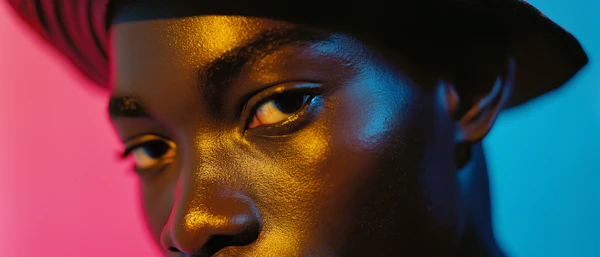 Striking Portrait with Color-Blocked Background