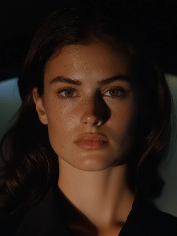 Portrait of a Woman with Dramatic Lighting