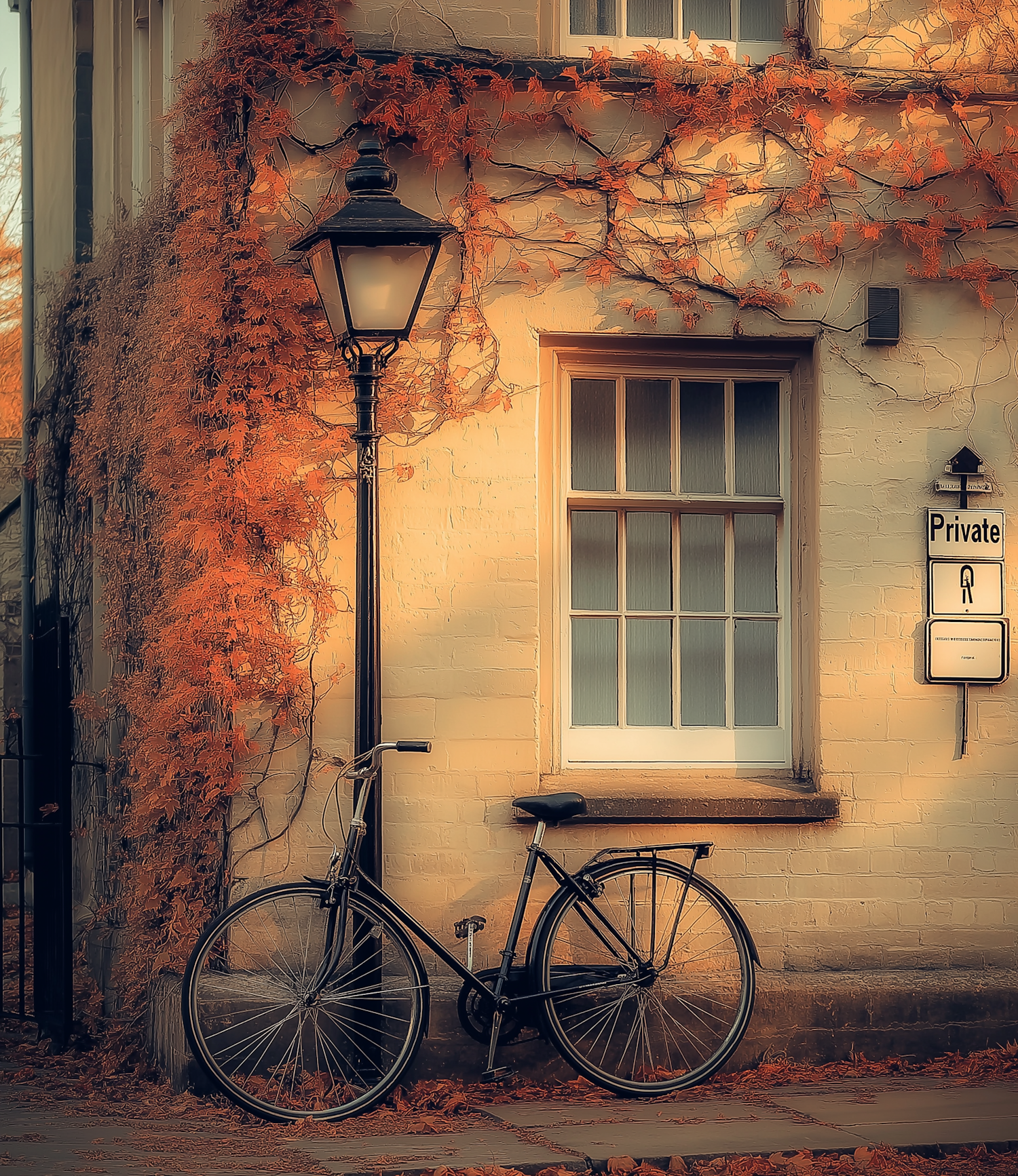 Serene Street Scene with Vintage Bicycle