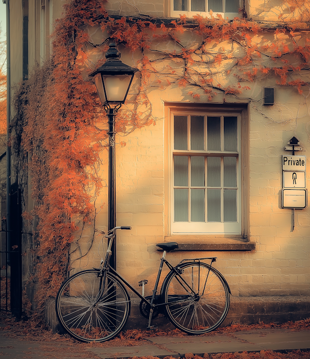 Serene Street Scene with Vintage Bicycle