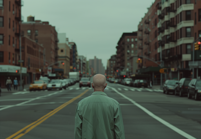 Solitary Man Amidst the City