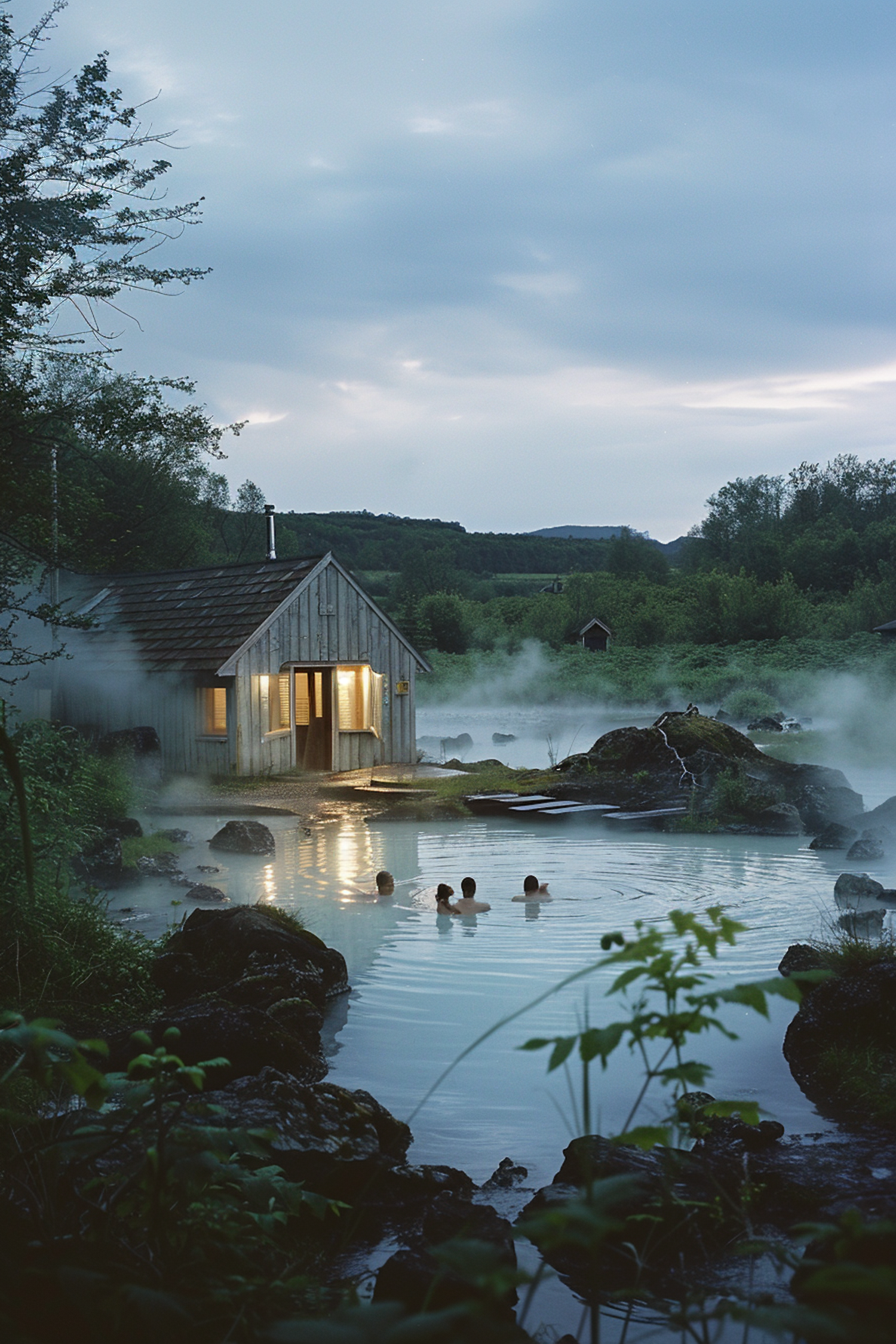 Twilight Serenity at a Geothermal Pool